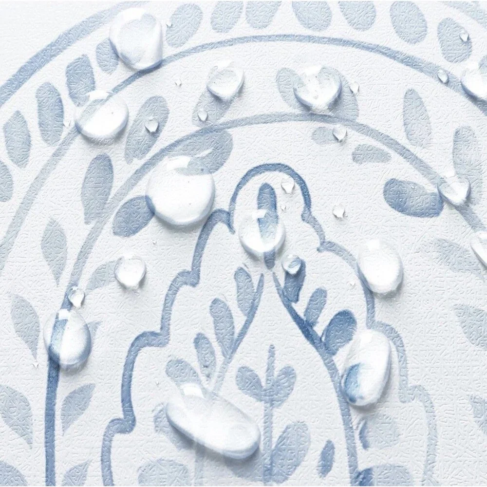Peel Stick Wallpaper Contact Removable Boho Modern Blue White 17.3